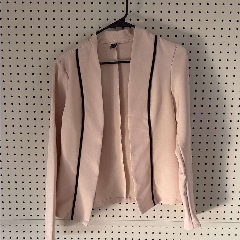 SHEIN Cream Blazer with Black Trim